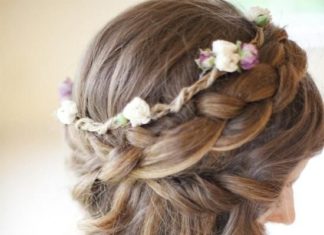 Wedding Hair With Flowers & jewels : pretty braid….