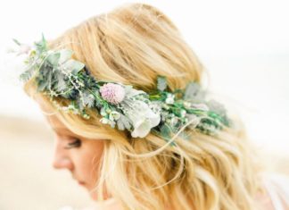 Wedding Hair With Flowers & jewels : Rustic + beachy flower crown: www.stylemepretty……