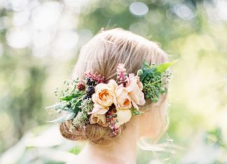 Wedding Hair With Flowers & jewels : The prettiest fresh floral hair clip: Photography : Kayla Barker Fine Art Photog…