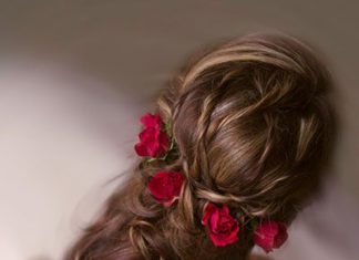 Wedding Hair With Flowers & jewels : This half-up hairstyle is perfect for a classic fairy tale wedding….