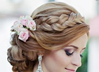 Wedding Hair With Flowers & jewels : updo wedding hairstyle via Websalon Wedding / www.himisspuff.co……