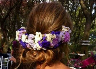 Wedding Hair With Flowers & jewels : Vestido de novia ablusado realizado en gasa con mangas, espalda y caídas en la …