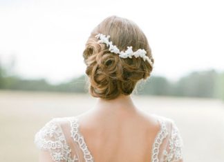 Wedding Hair With Flowers & jewels : I'm absolutely in love with the low back wedding gown trend. From romantic d…