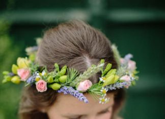 Wedding Hair With Flowers & jewels : Wildflower Crown & Pale Yellow Boho Wedding: Tom & Jade…