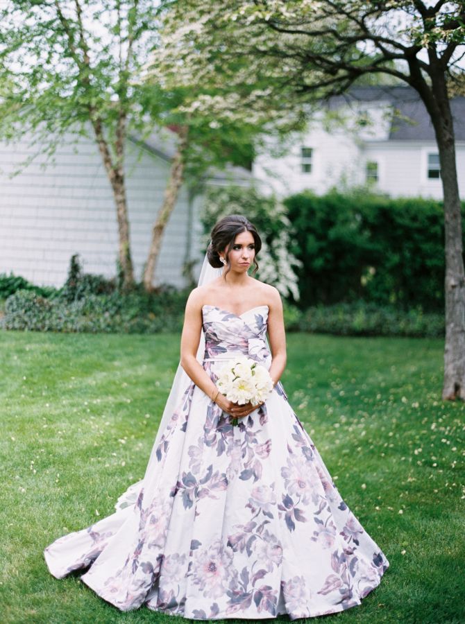 purple floral wedding dress