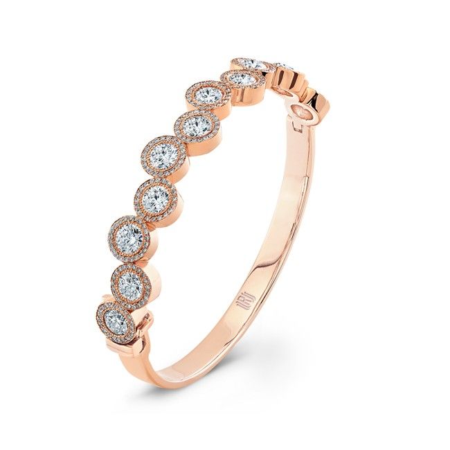 Rahaminov Diamonds ~ Bangle bracelet with bezel set round brilliant diiamonds ac...