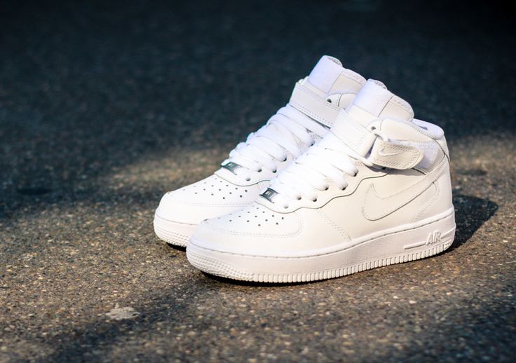 Sneakers - Women's Fashion : Nike Air Force 1 Mid GS 'White on White ...