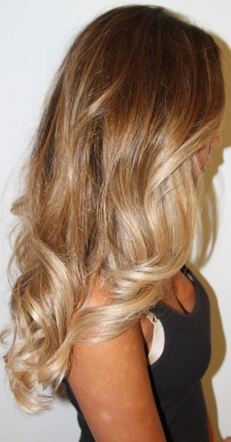 Blonde Ombre with soft curls . . beautiful!!! The Ombre technique. A lighter col...