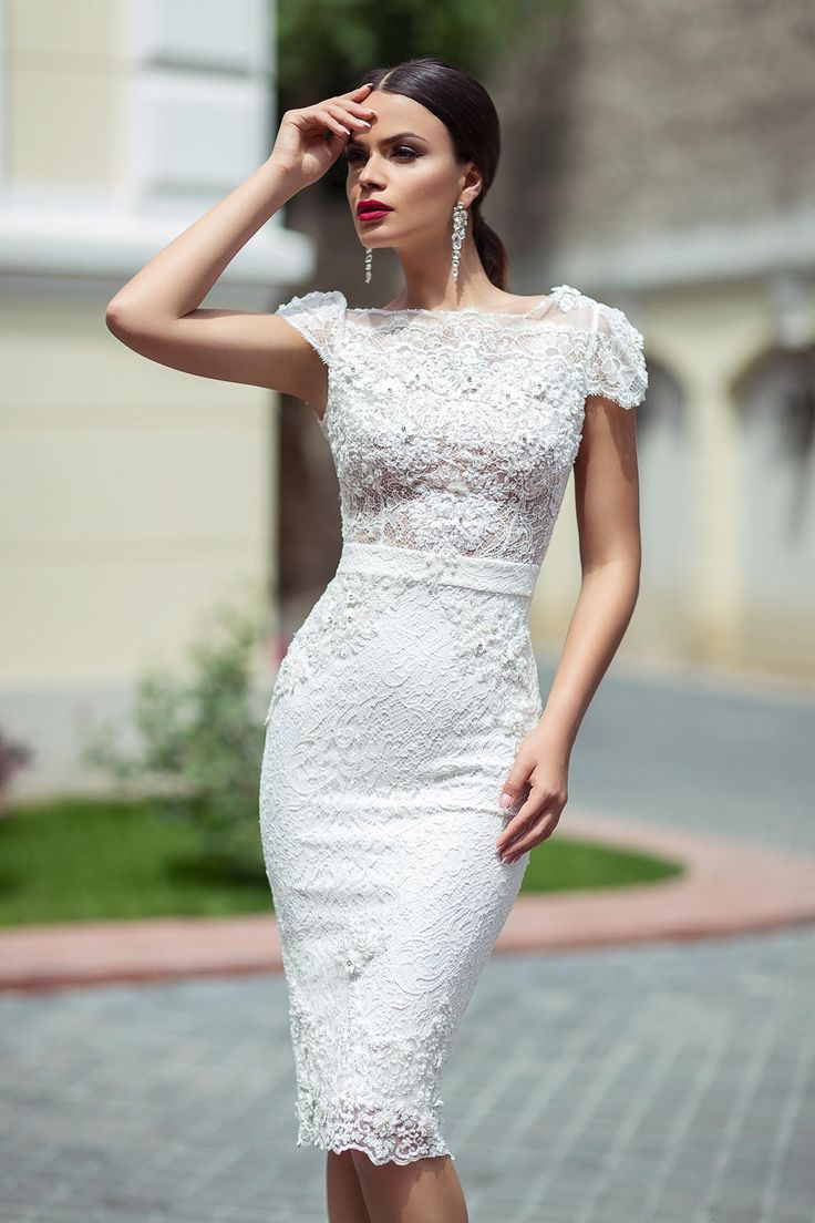 Short Wedding Dresses : CRISTALLINI SKA427 - Chantilly Jean Bracq lace ...