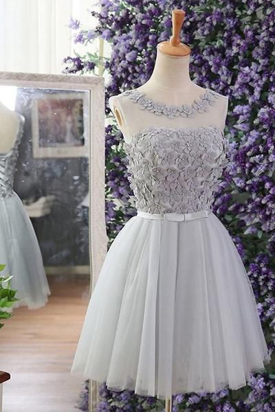 Cute Prom Dresses #CutePromDresses, Prom Dresses Short #PromDressesShort, Grey P...