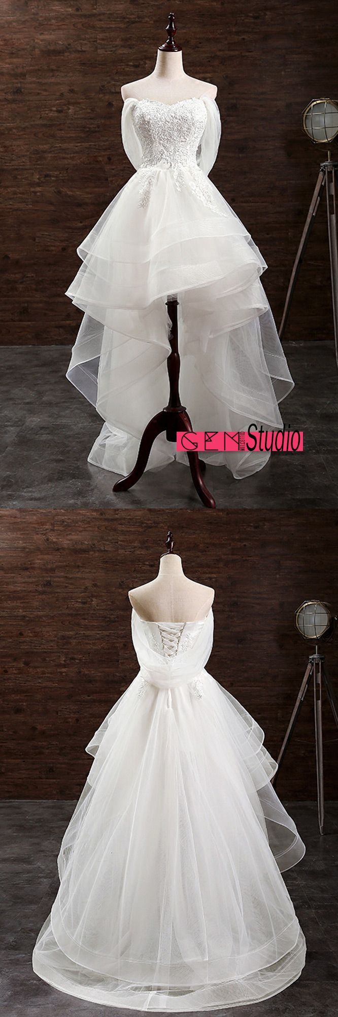 Only $189.99, Beach Wedding Dresses Trendy A-line Sweetheart High Low Organza We...