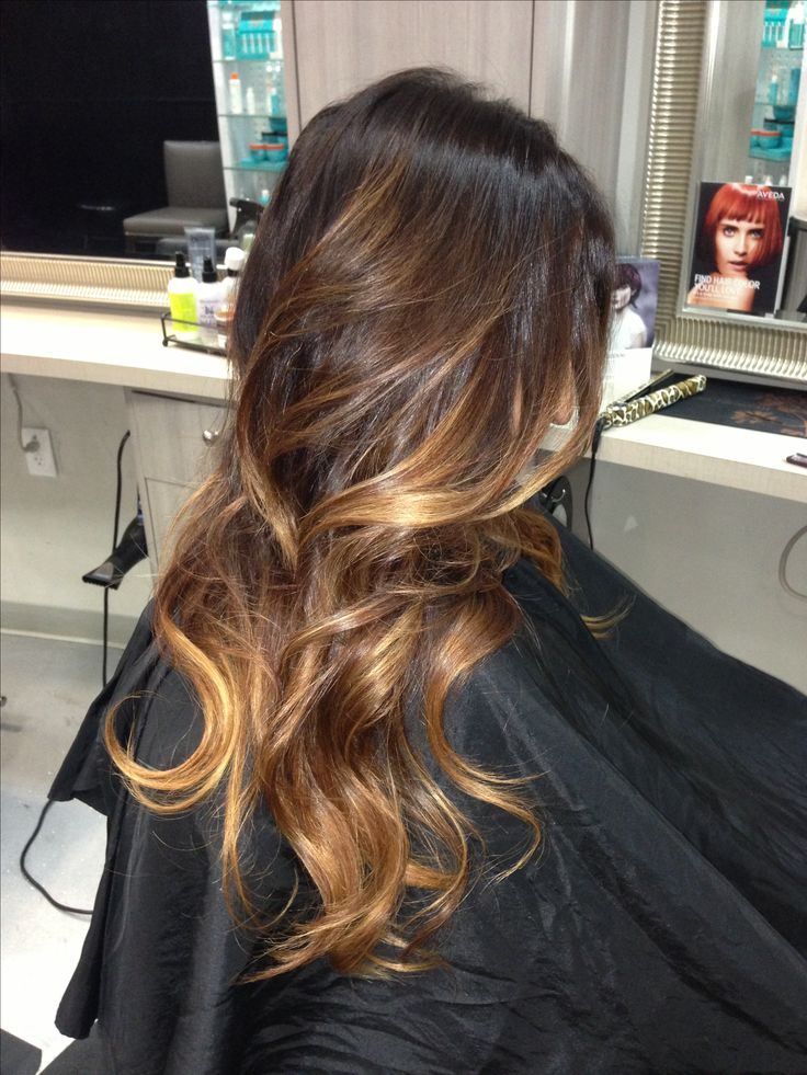 Trendy Hair Style Dark Brown Base Balayaged To A