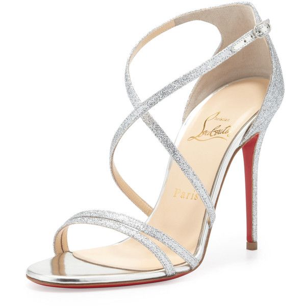 silver glitter open toe heels