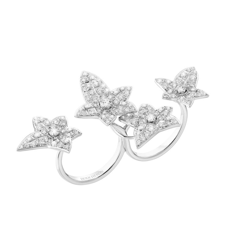 Boucheron Nature Triomphante Lierre de Paris double diamond ring. Discover the d...
