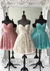 Short Prom Dresses, Lace Prom Dresses, Pink Prom Dresses, Prom Dresses Short, Ba...