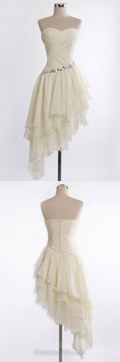 A-line Sweetheart Chiffon Asymmetrical Beading High Low Beautiful Prom Dresses