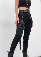 Grunge Outfits : Punk Sweatpants with Leg Harness