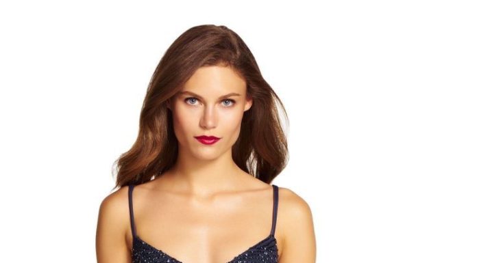Bridesmaids Dresses : A dazzling navy beaded bridesmaid dress from Adrianna Papell.