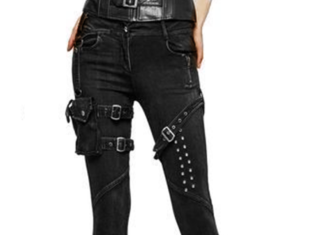 Grunge Outfits : Black Denim Sexy Pants