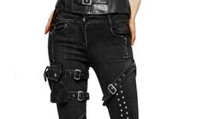 Grunge Outfits : Black Denim Sexy Pants