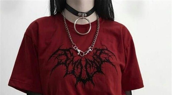 Grunge Outfits : Gothic Floral-Print Short Sleeve Shirts & Tops