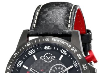 New Luxury Watches for Men in 2020 : GV2 by Gevril Scuderia Mens Chronograph Swiss Quartz Alarm GMT Black Leather Strap Sports Racing Watch, (Model: 9900)