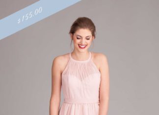 Bridesmaids Dresses : Elegant chiffon bridesmaid dress with high illusion neckline for $155