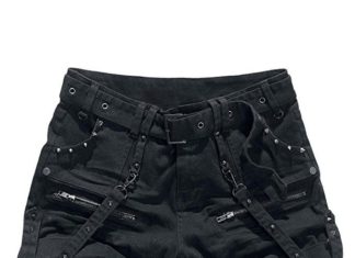 Grunge Outfits : Dressation Womens Steampunk Style Overalls Design Short Pants Black