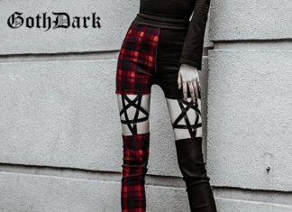 Grunge Outfits : US $13.92 40% OFF|Gotyckie ołówkowe spodnie w kratę patchwork drążą pięcioramienna gwiazda spodnie punk harajuku slim fit seksowne spodnie modne spodnie damskie w Spodnie i spodnie capri od Odzież damska na AliExpress
