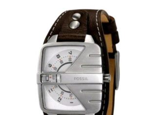 New Luxury Watches for Men in 2020 : Fossil Men’s JR1006 Brown Leather Strap Textured Silver Rotating Analog Dial Roulette Watch