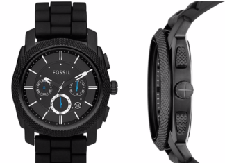 New Luxury Watches for Men in 2020 : Fossil Men’s Black Watch Machine Stainless Steel & Silicone Chronograph Quartz Water Resistant