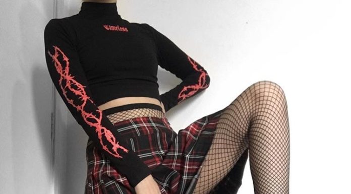 Grunge Outfits : Ana on Instagram: “Do you think time passes way too fast? Thanks for the shirt @alienmood_ 👽🖤 you guys can get 10% using my code FLATCETERA 🥰 . . . #grunge…”