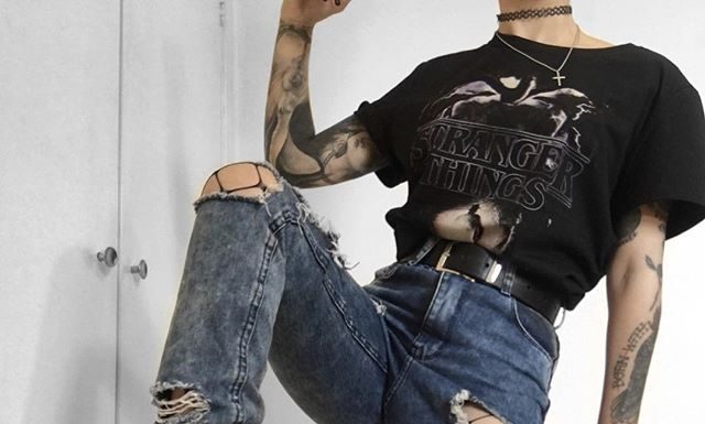 Grunge Outfits : Ana on Instagram: “Shirt 1 or 2? Stranger things merch: *exists* Me: 💸💸💸💸 . . . #grunge #softgrunge #grungeaesthetic #90sfashion #alternative #style…”