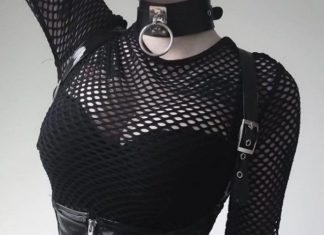 Grunge Outfits : High Waist Pleated Skirt with Zipper