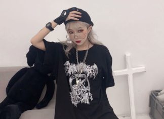 Grunge Outfits : Oversize death metal tee black