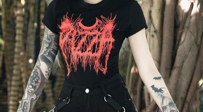 Grunge Outfits : Ripped Black High Waist Denim Shorts