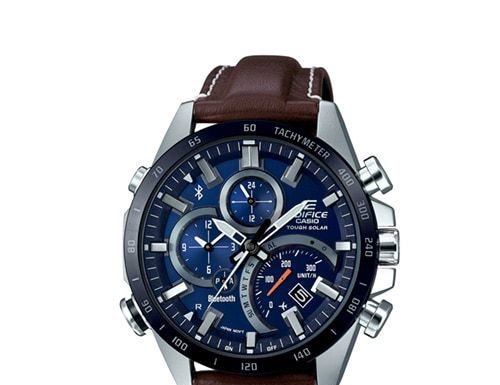 New Luxury Watches for Men in 2020 : 44mm Men’s Casio Edifice Bluetooth Watch with Blue Dial and Brown Leather Strap