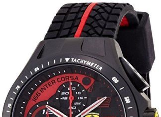 New Luxury Watches for Men in 2020 : Ferrari Men’s 0830077 Race Day Chronograph Black Rubber Strap Watch
