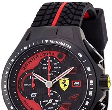 New Luxury Watches for Men in 2020 : Ferrari Men’s 0830077 Race Day Chronograph Black Rubber Strap Watch
