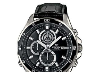 New Luxury Watches for Men in 2020 : Casio Men’s Edifice Stainless Steel Quartz Watch with Leather-Synthetic Strap, Black, 21.66 (Model: EFR547L-1AV)
