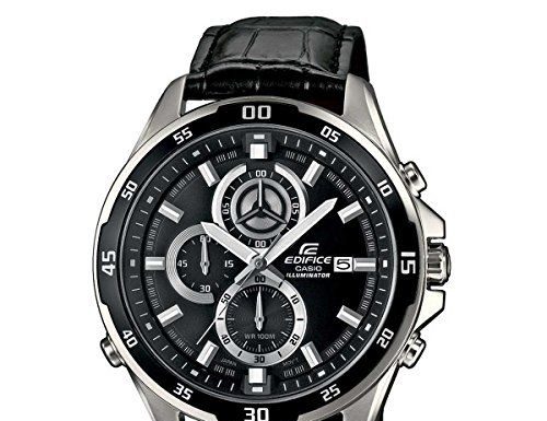 New Luxury Watches for Men in 2020 : Casio Men’s Edifice Stainless Steel Quartz Watch with Leather-Synthetic Strap, Black, 21.66 (Model: EFR547L-1AV)