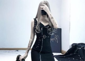 Grunge Outfits : ‘Darkness Falls’ Black buckle dress