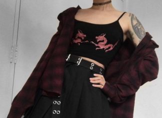 Grunge Outfits : 💜 Ninja Cosmico 💜 on Instagram: “@flatcetera wearing our Dragons Print Crop Top. Tap the image for product links or also go to our bio link. . 🎁 10% Discount Coupon Code:…”
