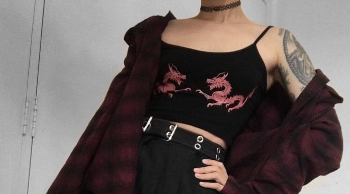 Grunge Outfits : 💜 Ninja Cosmico 💜 on Instagram: “@flatcetera wearing our Dragons Print Crop Top. Tap the image for product links or also go to our bio link. . 🎁 10% Discount Coupon Code:…”