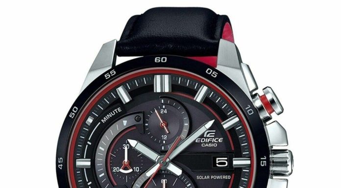 New Luxury Watches for Men in 2020 : Casio Men’s EQS600BL-1A ‘Edifice’ Chronograph Black Leather Watch