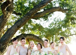 Bridesmaids Dresses : Green, Grey and Neutral Texas Wedding – Inspired By This
