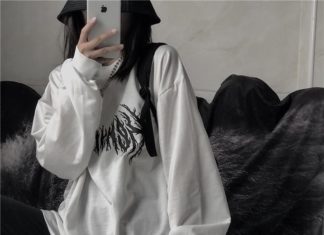 Grunge Outfits : GRUNGE AESTHETIC FIRE FLAME PRINTED OVERSIZED SWEATSHIRT #grunge #print #fire #f…