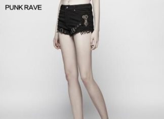 Grunge Outfits : Steam Punk Slim Fit Mesh Ultra-Shorts