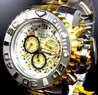 New Luxury Watches for Men in 2020 : Details about Invicta Sea Hunter Gen II 70mm Steel Chronograph Two Tone Gold Swiss Watch New