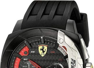 New Luxury Watches for Men in 2020 : Ferrari Men’s 830205 Aerodinamico Black Watch with Textured Silicone Band